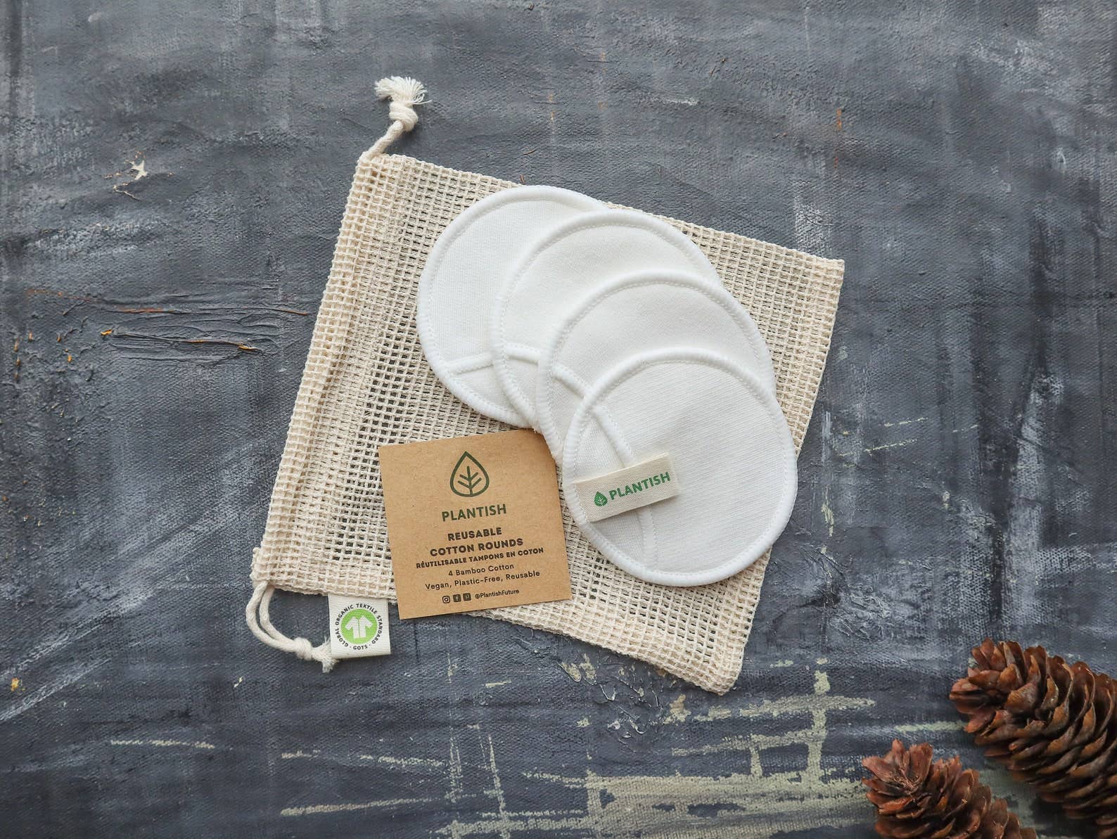 Rondes réutilisables en coton - 100 % coton